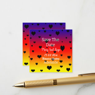 Tarjeta De Recepción Corazones de Arcoíris Salvan la Fecha de la Boda G