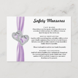 Tarjeta De Recepción Corazones de Diamante Listón Púrpura Medidas de Se