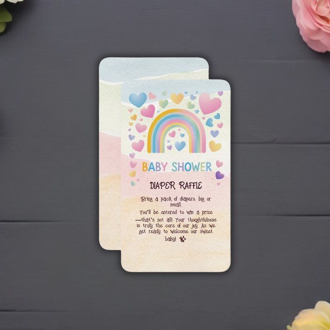 Tarjeta De Recepción Corazones divertidos y Baby Shower arcoiris (Subido por el creador)