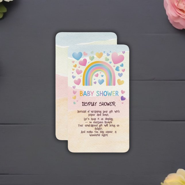 Tarjeta De Recepción Corazones divertidos y Baby Shower arcoiris (Subido por el creador)
