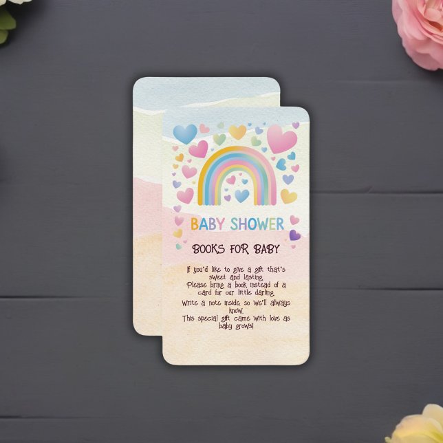 Tarjeta De Recepción Corazones divertidos y Baby Shower arcoiris (Subido por el creador)