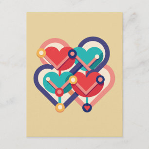 Tarjeta De Recepción Corazones interconectados