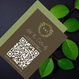 Tarjeta De Recepción Corona Botánica en Tonos Terrosos Detalles de Boda