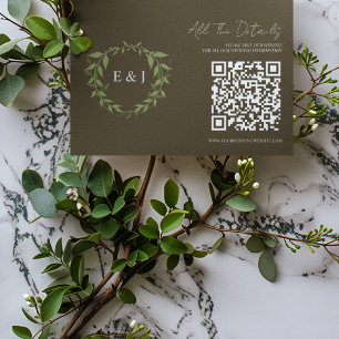 Tarjeta De Recepción Corona Botánica Tonos Terrosos Detalles de Boda