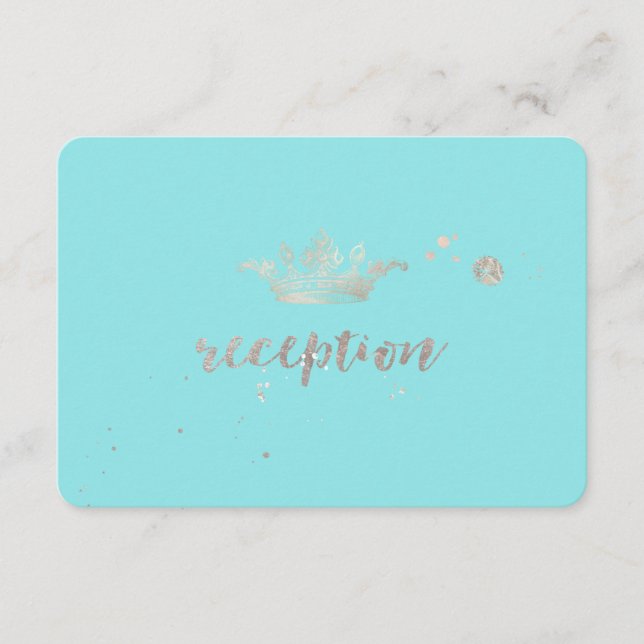 Tarjeta De Recepción Corona de princesa de plata falsa PixDezines recep (Anverso)