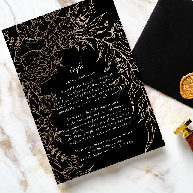 Tarjeta De Recepción Corona Floral Dorada Premium Editable Boda (Subido por el creador)