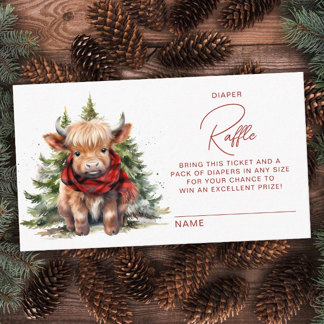 Tarjeta De Recepción Cosmo Highland Cow Winter Baby Shower Diaper Raffl (Subido por el creador)