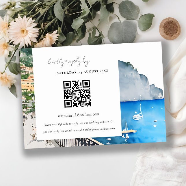 Tarjeta De Recepción Costa de Amalfi Italia Boda paisajista Código QR R (Subido por el creador)