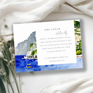Tarjeta De Recepción Costa de Amalfi Italia Detalles de Boda Paisaje
