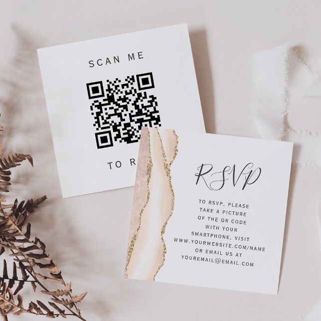 Tarjeta De Recepción Costa de Marfil Boda Agate QR Código RSVP (Subido por el creador)