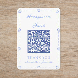 Tarjeta De Recepción Costero Elegante Fondo de luna de miel Código QR