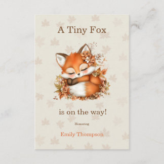 Tarjeta De Recepción Cosy Autumn Fox Baby Shower acogedor Fiesta Woodla