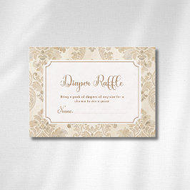 Tarjeta De Recepción Cottagecore Vintage Marrón Dorado Lazo Rifa de Pañ