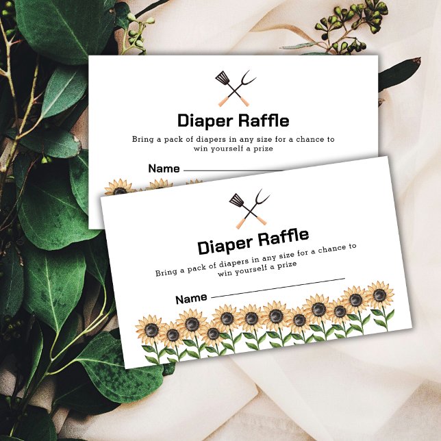 Tarjeta De Recepción Country BBQ Sunflower Diaper Raffle Baby Shower (Country BBQ Sunflower Diaper Raffle Baby Shower Enclosure Card)
