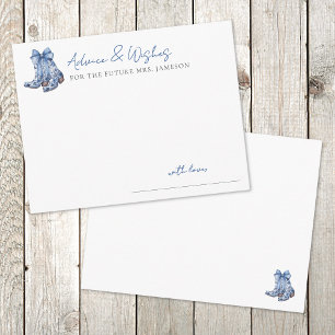 Tarjeta De Recepción Country Blue Bow Cowboy Bridal Shower Advance