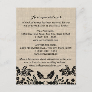 Tarjeta De Recepción Country Garden y Burlap Info Card