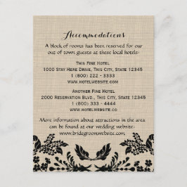 Tarjeta De Recepción Country Garden y Burlap Info Card