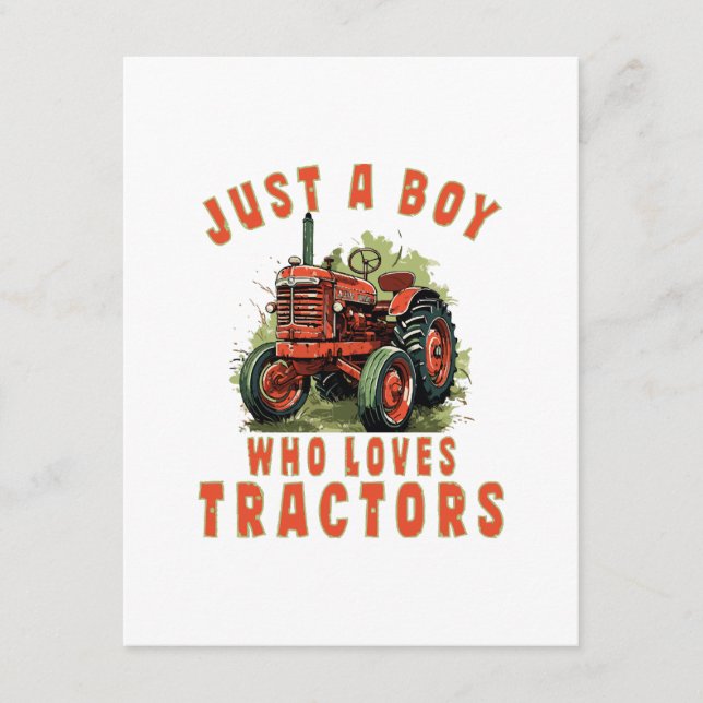 Tarjeta De Recepción Country Life Boy que ama los tractores (Anverso)