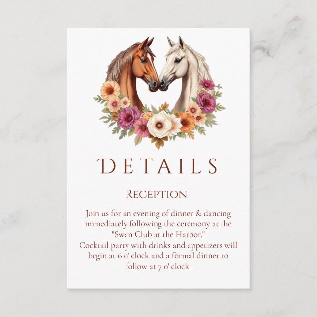 Tarjeta De Recepción Country Western Horses (Anverso)