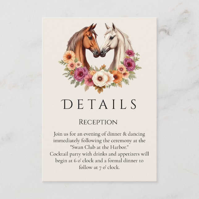 Tarjeta De Recepción Country Western Horses (Anverso)