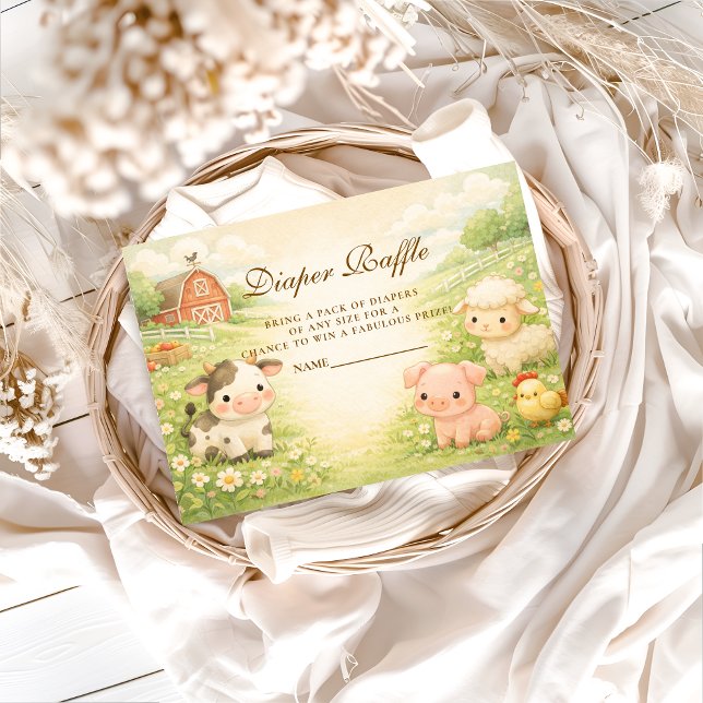 Tarjeta De Recepción Countryside Barnyard Baby Shower Diapper Raffle (Subido por el creador)
