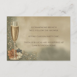 Tarjeta De Recepción Couple’s Champagne Floral Wedding Shower