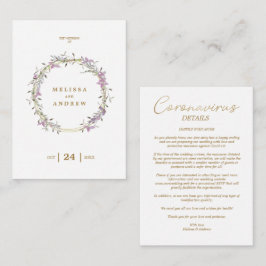 Tarjeta De Recepción Covid19 Details Custom Lilac Elegant Garland