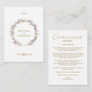 Tarjeta De Recepción Covid19 Details Custom Lilac Elegant Garland