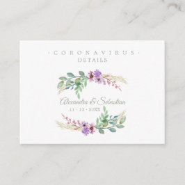 Tarjeta De Recepción Covid19 Details Sophisticated Lilac Chic Wreath