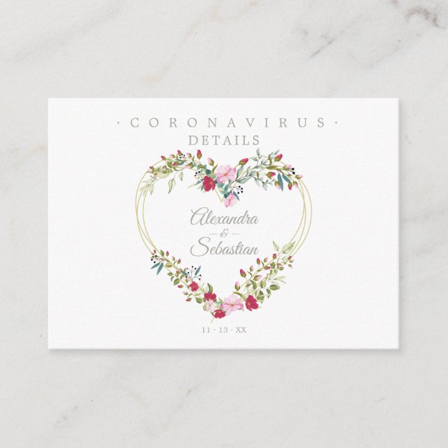 Tarjeta De Recepción Covid19 Details Sophisticated Red Chic Heart (Anverso)