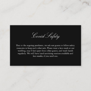 Tarjeta De Recepción Covid 19 Boda Elegante De Seguridad Negro Y Blanco