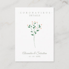 Tarjeta De Recepción Covid Details Sophisticated Coral Elegant Branches
