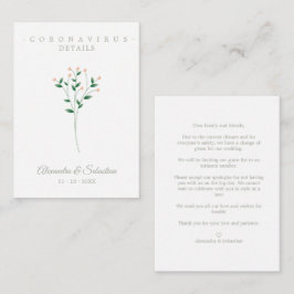 Tarjeta De Recepción Covid Details Sophisticated Coral Elegant Branches