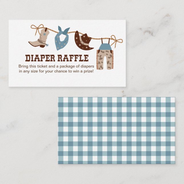 Tarjeta De Recepción Cowboy Baby Shower Diaper Raffle (Anverso / Reverso)