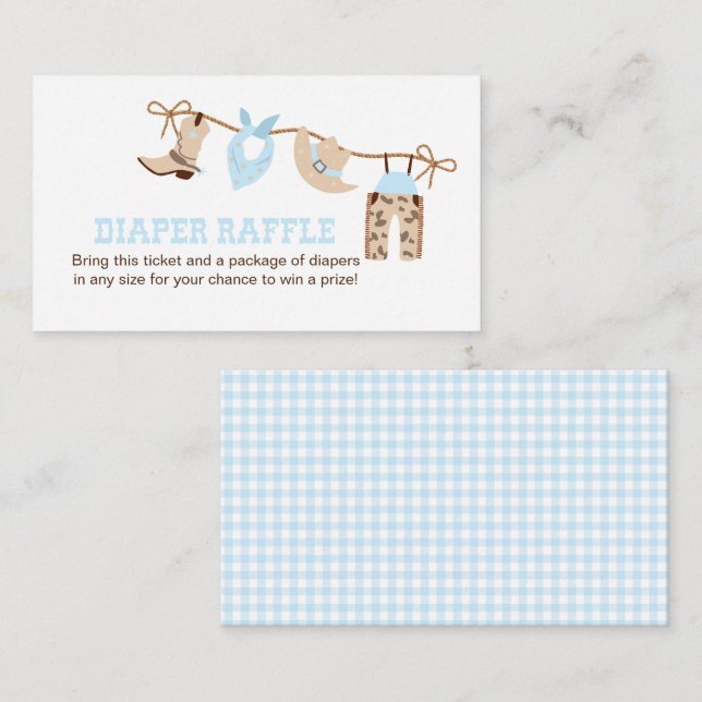 Tarjeta De Recepción Cowboy Baby Shower Diaper Raffle Gabinete (Anverso / Reverso)