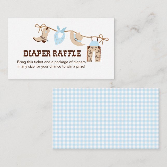 Tarjeta De Recepción Cowboy Baby Shower Diaper Raffle Gabinete (Anverso / Reverso)