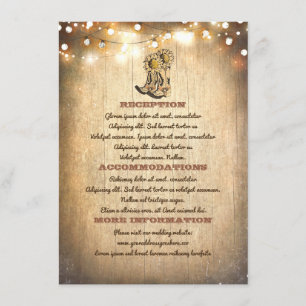Tarjeta De Recepción Cowboy Boots Información sobre bodas en el país