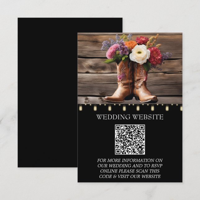 Tarjeta De Recepción Cowboy Occidental boots Floral Elegante Mason Jar (Anverso / Reverso)