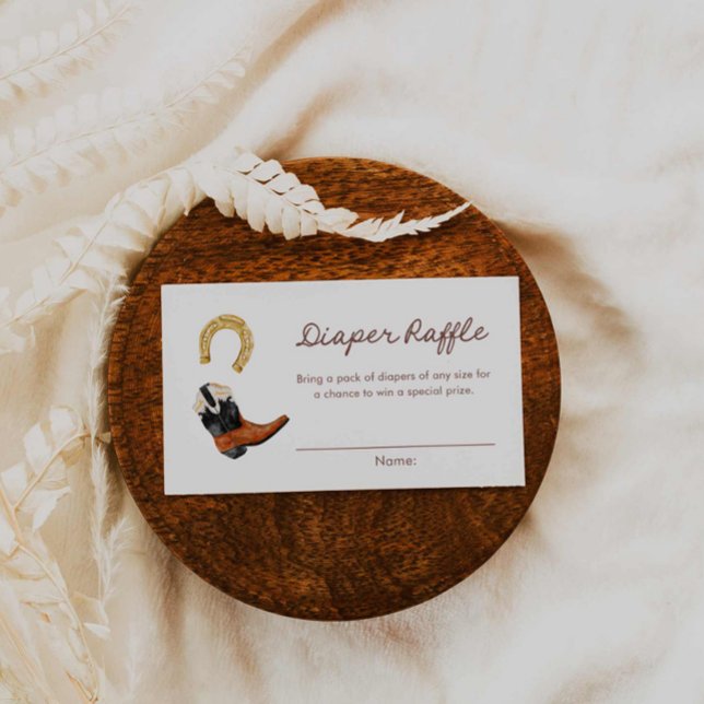 Tarjeta De Recepción Cowboy Western Diaper Raffle Game Ticket (Western Boy Baby Shower Diaper Raffle ticket)
