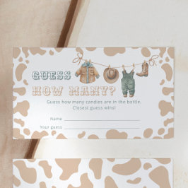 Tarjeta De Recepción Cowboy Western Planteó Baby Shower adivina cuántos