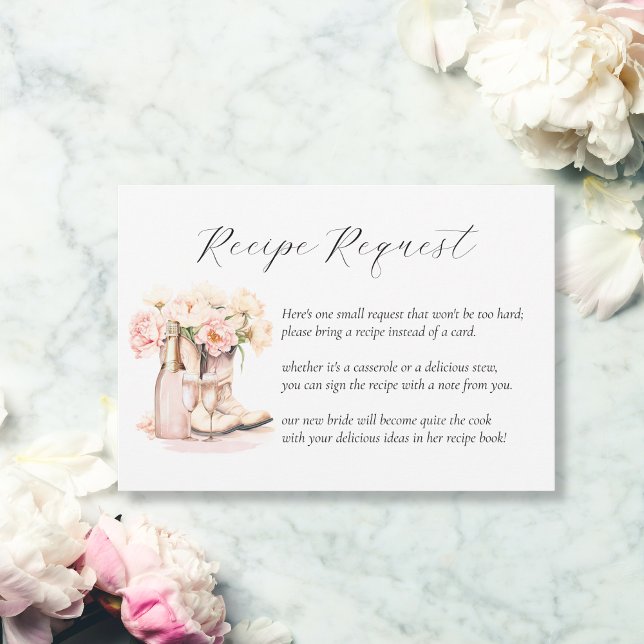Tarjeta De Recepción Cowgirl Boots Country Bridal Shower RECIPE PETICIÓ (Cowgirl Boots Country Bridal Shower RECIPE REQUEST Enclosure Card)
