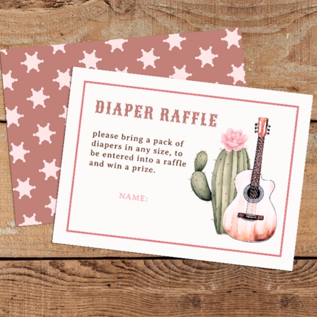 Tarjeta De Recepción Cowgirl Diaper Raffle Card Tema occidental rosado (Diaper Raffle)