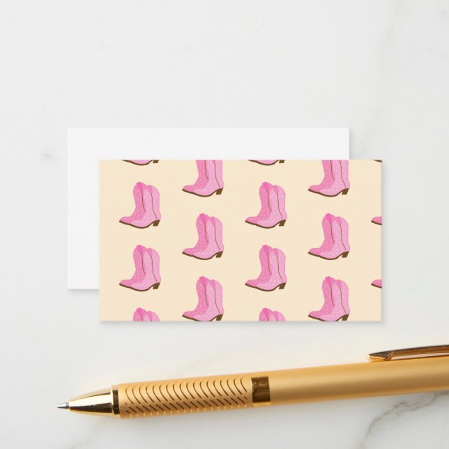 Tarjeta De Recepción Cowgirl Rosa Boots Country Texas Ranking (Anverso/Reverso In Situ)