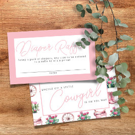 Tarjeta De Recepción Cowgirl rosa Cactus occidental Diaper Raffle