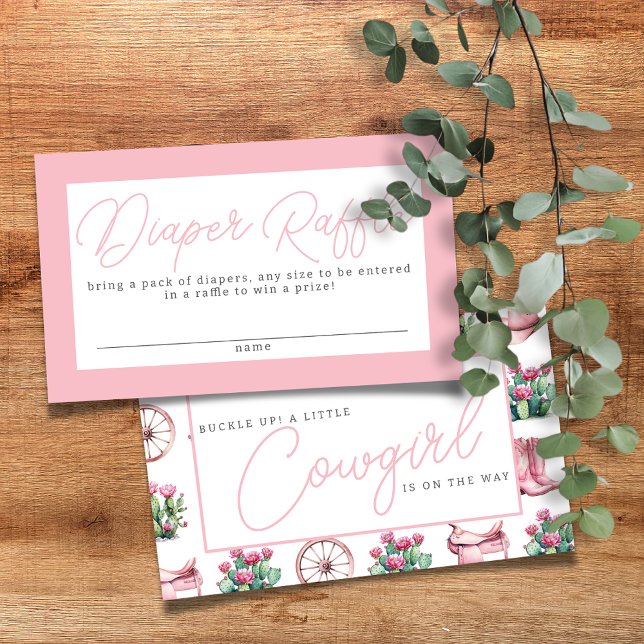 Tarjeta De Recepción Cowgirl rosa Cactus occidental Diaper Raffle (Subido por el creador)