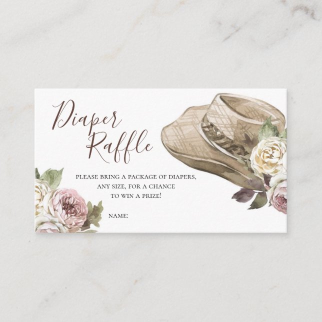 Tarjeta De Recepción Cowgirl Western Baby Shower Diaper Raffle (Anverso)