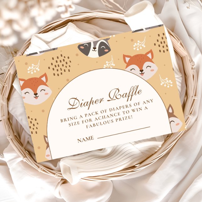 Tarjeta De Recepción Cozy Forest Animals Diapper Raffle (Subido por el creador)