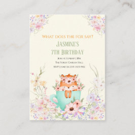 Tarjeta De Recepción Cozy Fox Forest Magical Floral Birthday Invitation