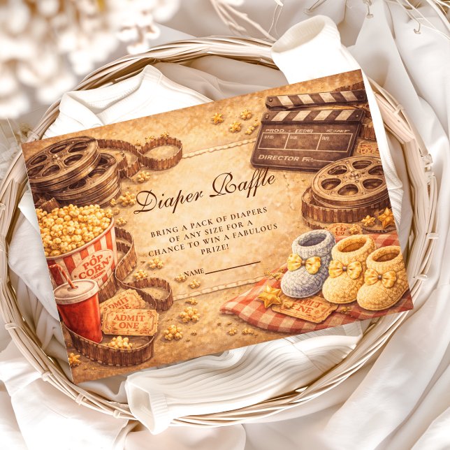 Tarjeta De Recepción Cozy Movie Night Baby Shower Diapper Raffle (Subido por el creador)