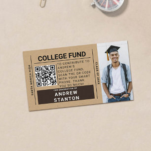Tarjeta De Recepción Craft Tartan Plaid Boy Graduation College Fund QR